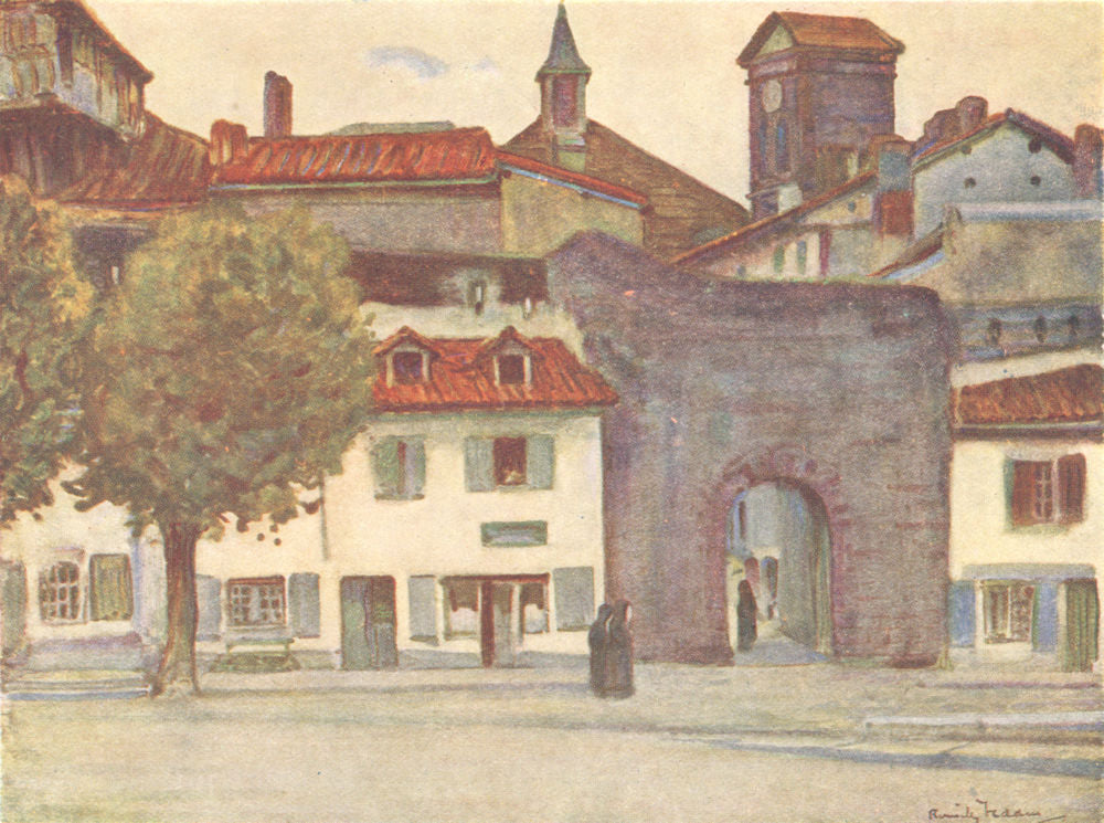 PYRÉNÉES-ATLANTIQUES. Basque country.Gate in Old Wall, St Jean-pied-de-Port 1921